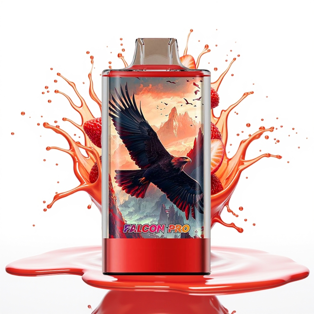 JNR Falcon Pro 28000 Izmetamā Vape - 30ml, 950mAh, 28000 Ievelkumi, 5% Nikotīna, Zemeņu Ledus