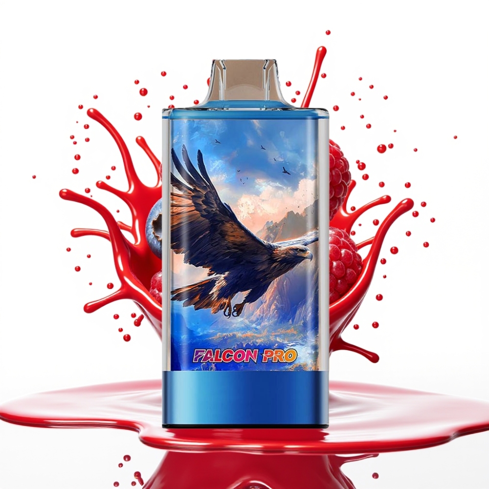 JNR Falcon Pro 28000 Izmetamā Vape – 30ml, 950mAh, 28000 Puffs, 5% Nikotīns, Zilā ķirše un Aveņu Garša