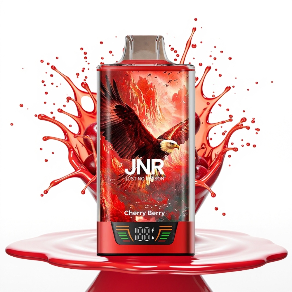 JNR Falcon Pro 28000 Izmetamā Veipa – 30ml, 28000 Pūksti, 5% Nikotīna, Ķiršu Oga