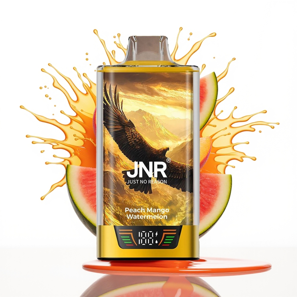 JNR Falcon Pro 28000 Izmetamais Veips – Persiku Manga Arbūza Garša, 30ml, 28000 Ivilcieni, 5% Nikotīna