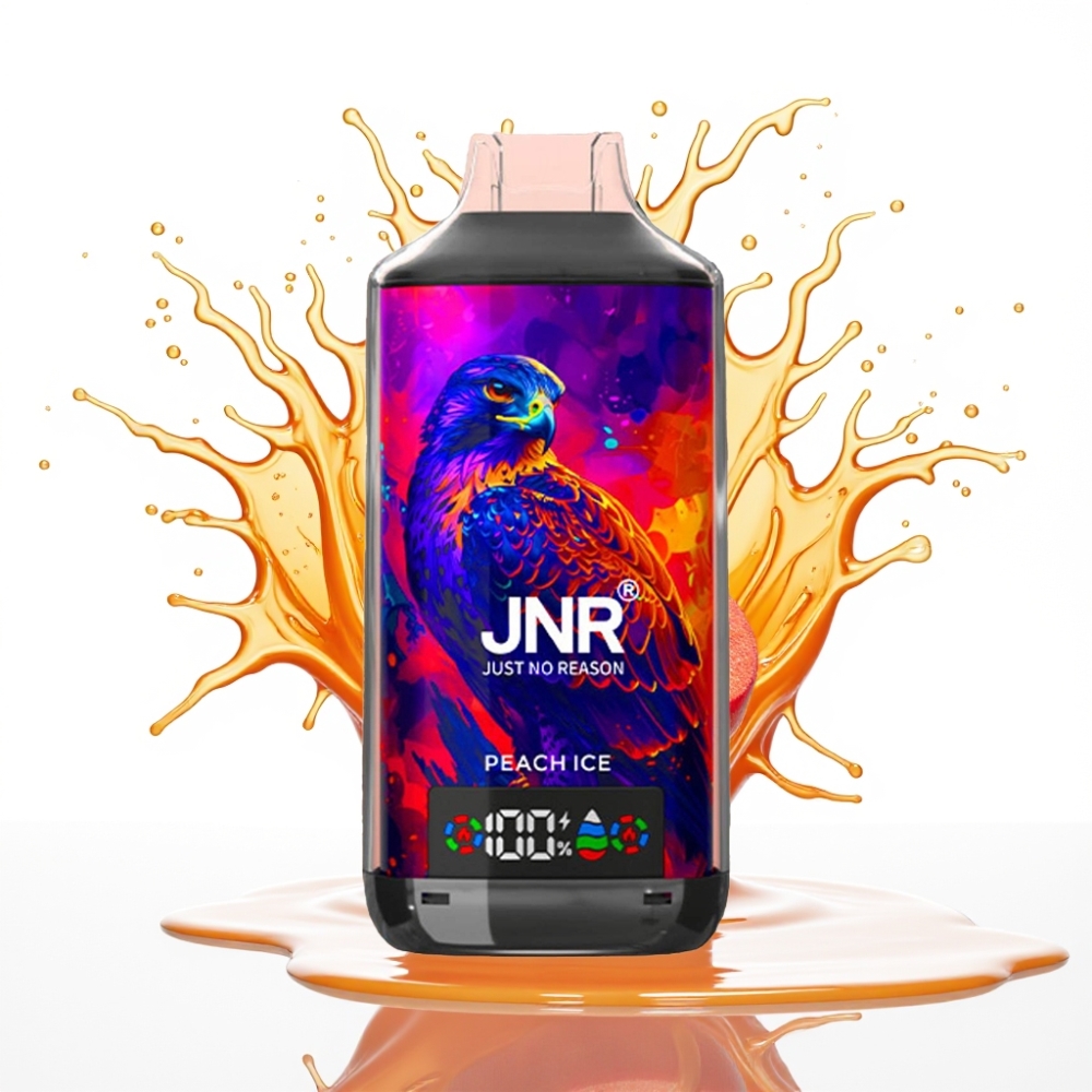 JNR Falcon X 18000 Puffs Disposable Vape Persiku Ledus – 750mAh, 24ml, Tipa-C Uzlāde, Digitālais Displejs