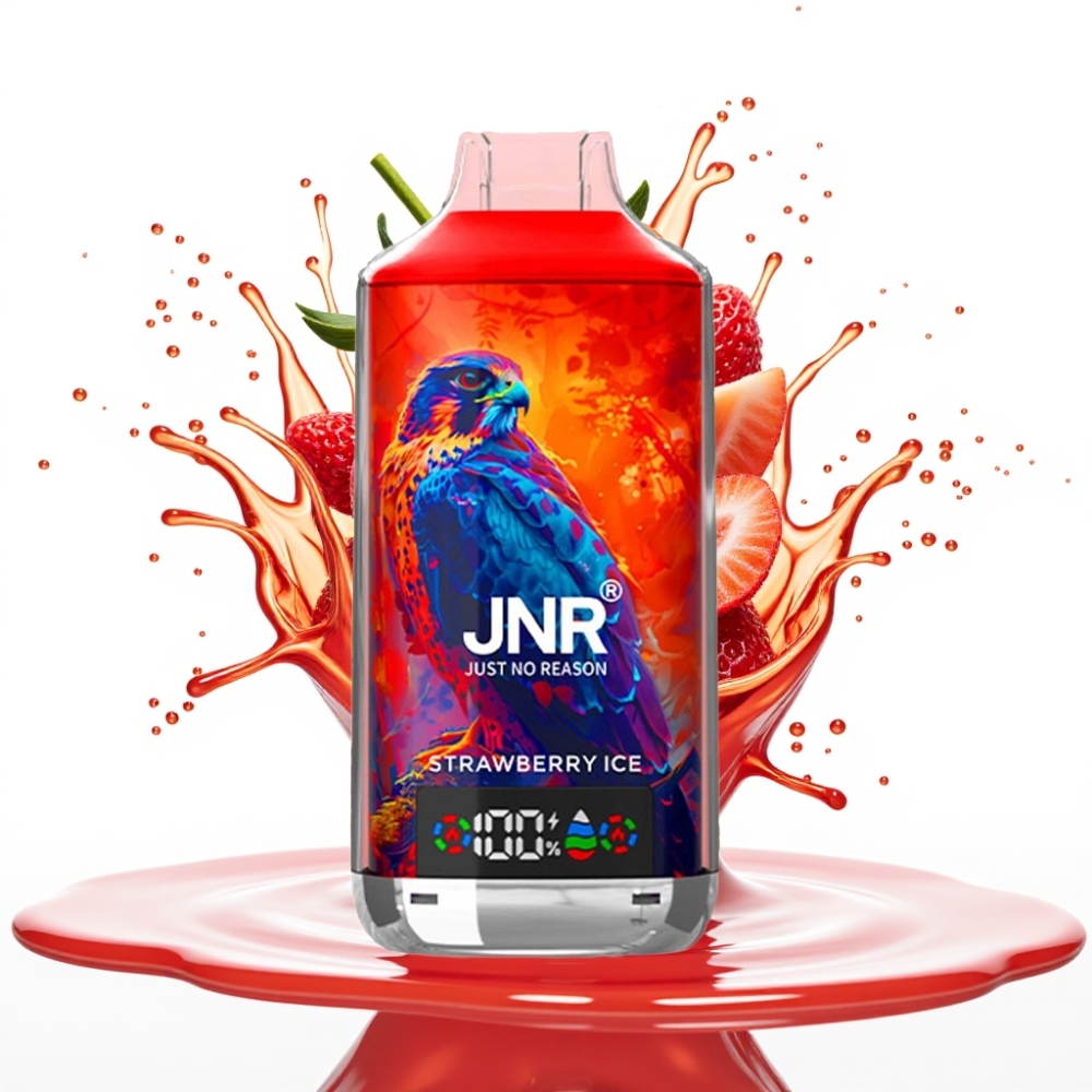 JNR Falcon X 18000 Puffs Izsalcis Zemeņu Ledus Disposable Vape, 750mAh, 24ml, Dual Mesh Coil, Type-C
