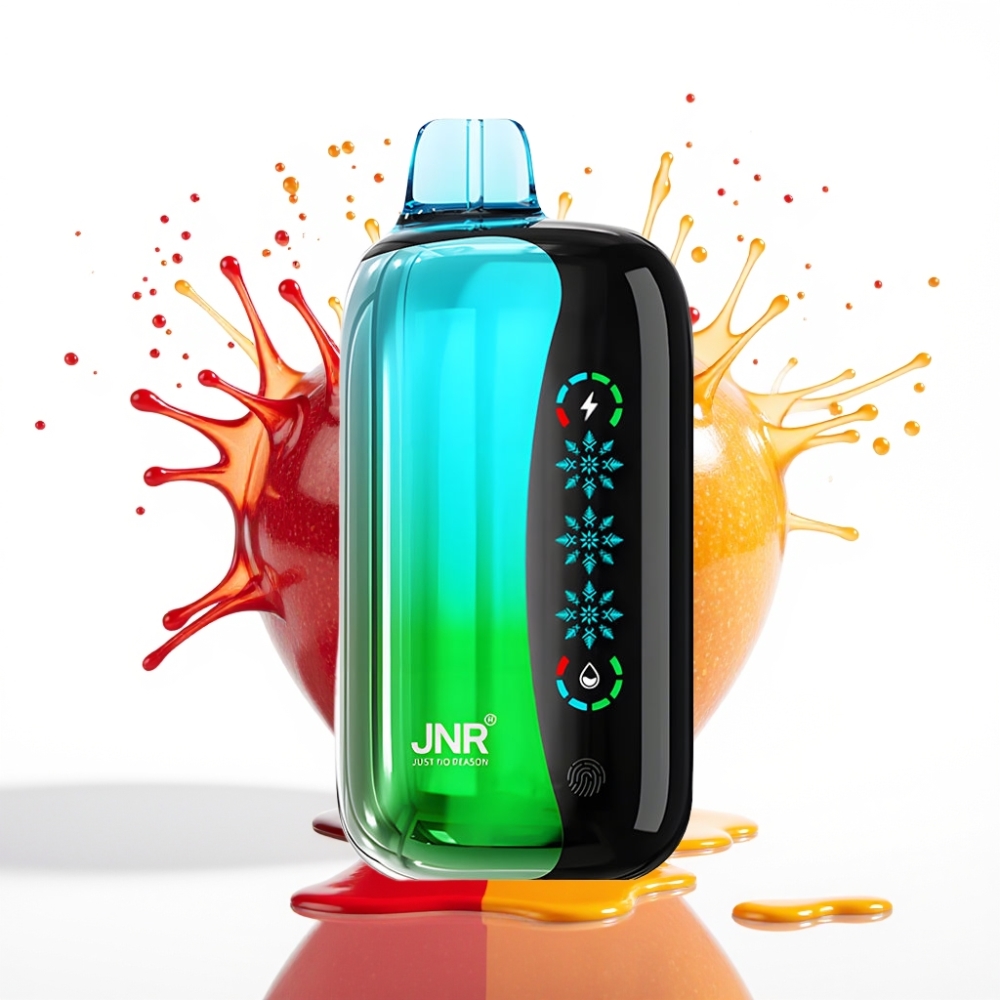 JNR Flex Ice 21000 Pūšu Izmetamais Veips ar Ledus Regulēšanu, 26ml E-šķidruma, Pielāgojamu Gaisa Plūsmu un Type-C Uzlādi – Dubultā Ābele