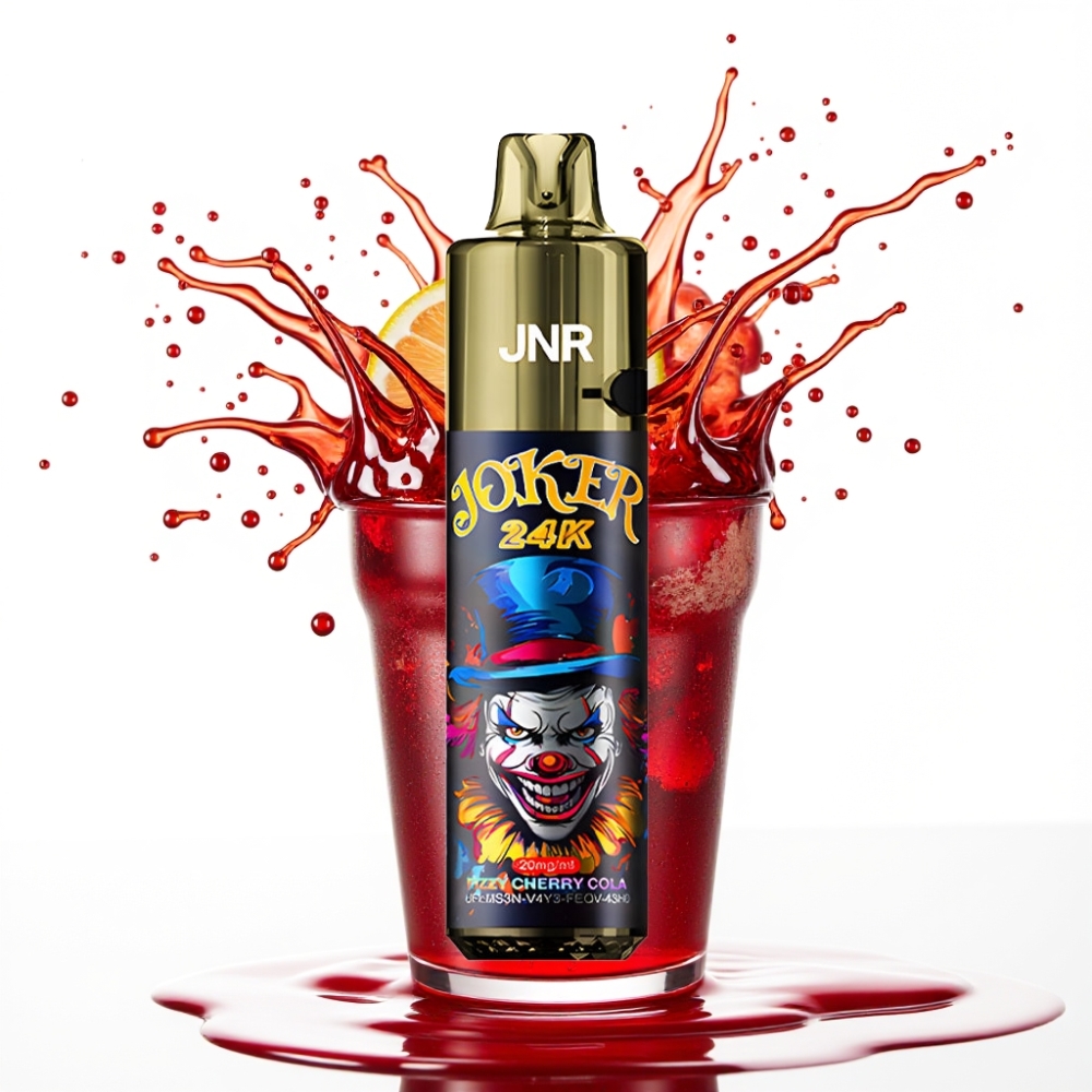 JNR Joker 24K Puffs Disposable Vape – Gaistošā Ķiršu Kola, 2+10ml Uzpildāma Poga, 800mAh Baterija, 24000 Puffi