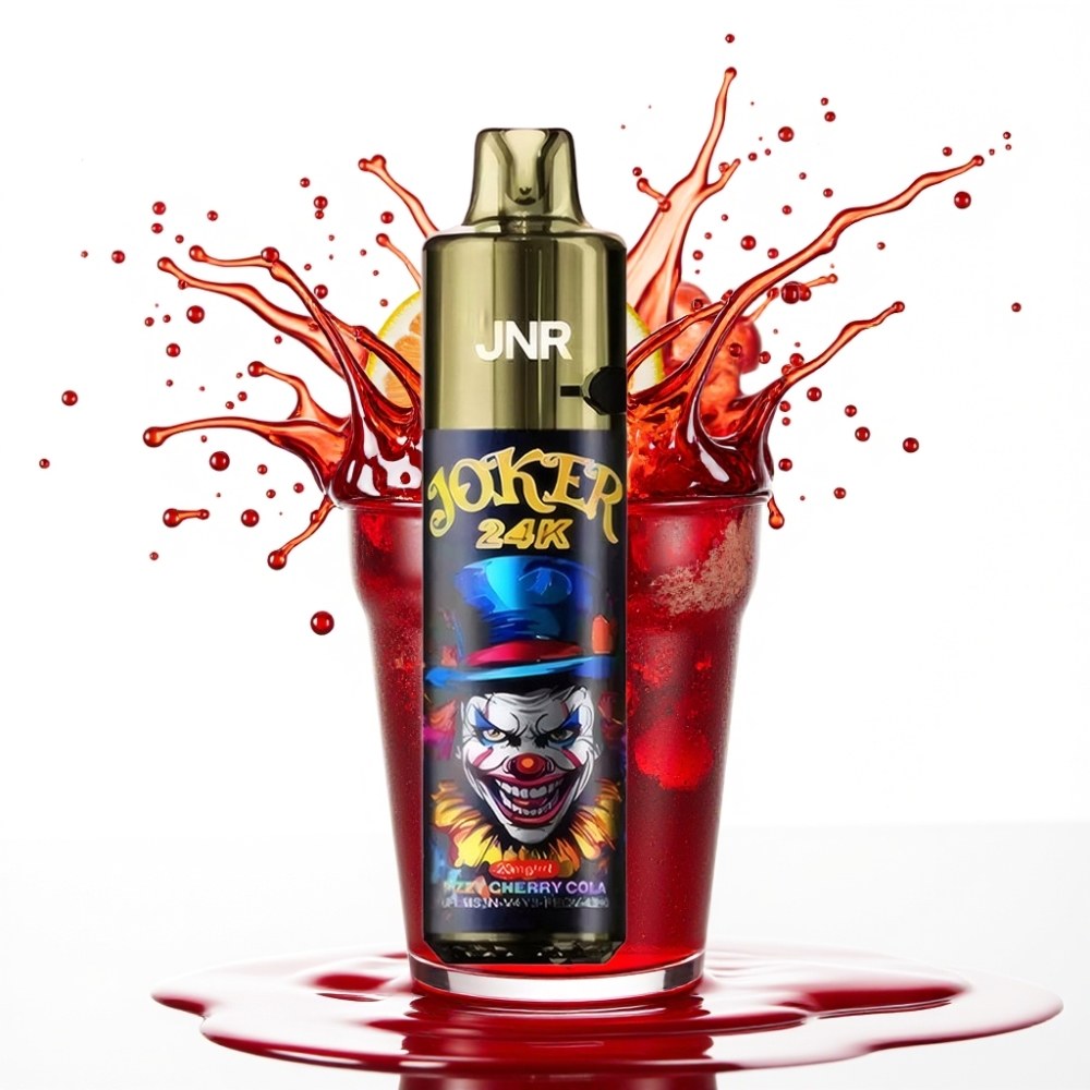 JNR Joker 24K Puffs Disposable Vape – Gaistošā Ķiršu Kola, 2+10ml Uzpildāma Poga, 800mAh Baterija, 24000 Puffi
