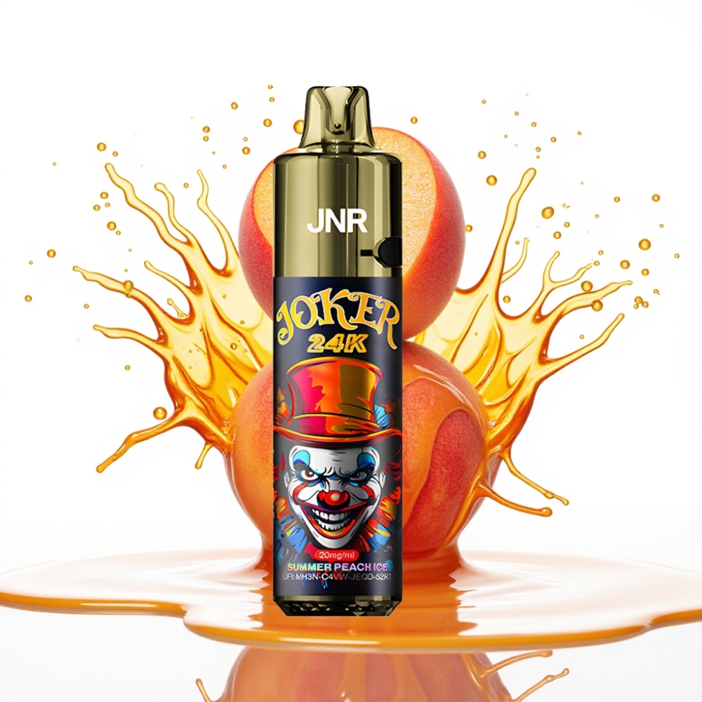 JNR Joker 24K Puffs Disposable Vape Vasaras Persiku Ledus – 2+10ml Pārlejams Pods, 800mAh Baterija, 24000 Puffi, 2% Nikotīna