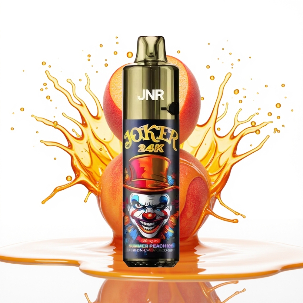 JNR Joker 24K Puffs Disposable Vape Vasaras Persiku Ledus – 2+10ml Pārlejams Pods, 800mAh Baterija, 24000 Puffi, 2% Nikotīna