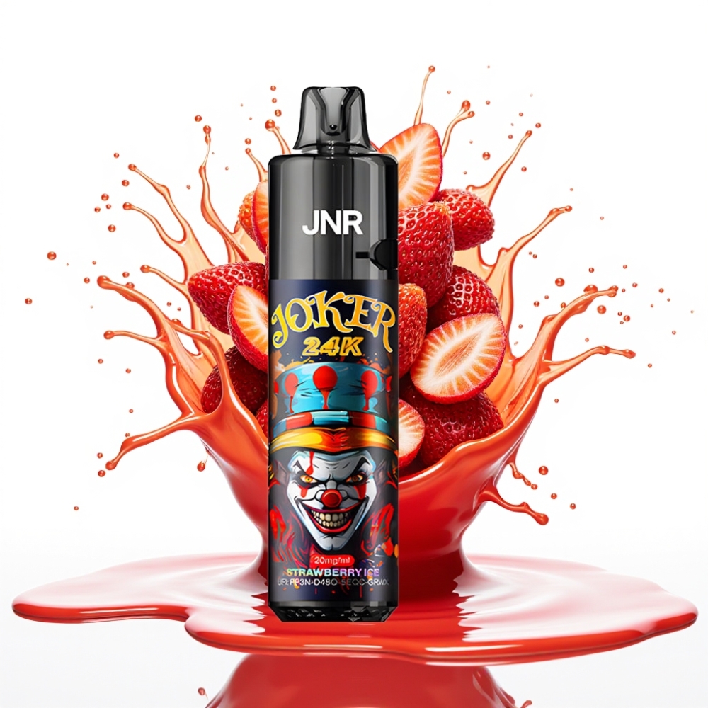 JNR Joker 24K Puffs Disposable Vape Zemeņu Ledus – 24000 Puffs, 2% Nikotīns, 800mAh, Type-C Uzlāde