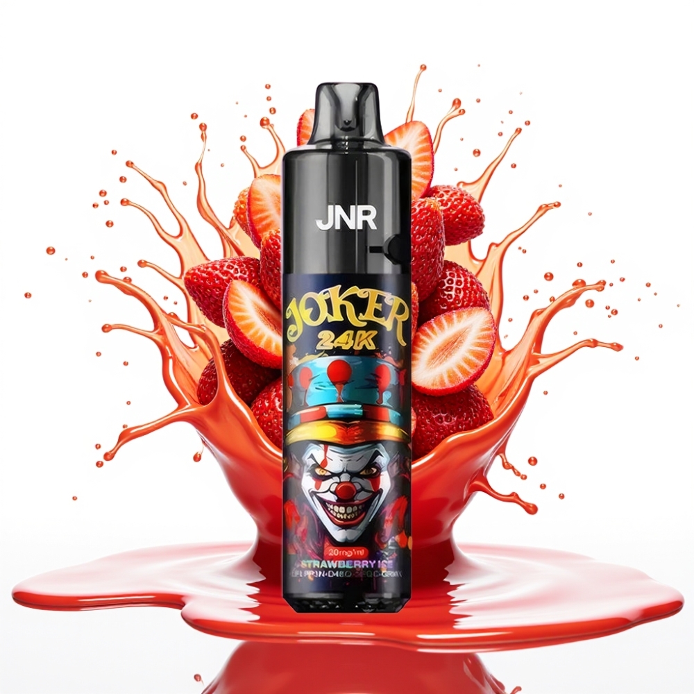 JNR Joker 24K Puffs Disposable Vape Zemeņu Ledus – 24000 Puffs, 2% Nikotīns, 800mAh, Type-C Uzlāde