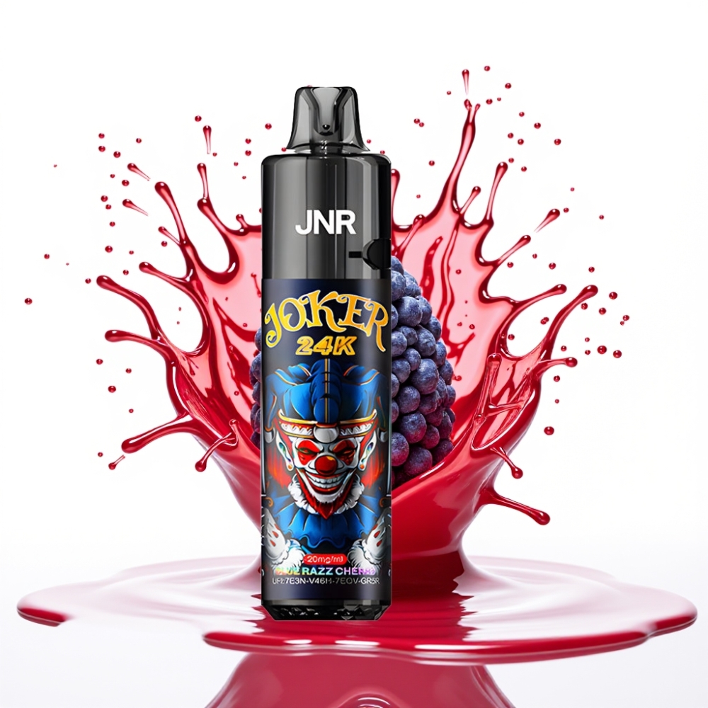 JNR Joker 24K Puffs Disposable Vape Zilā Aveņu Ķiršu Garša, 2+10ml Pārbēršams, 800mAh, 24000 Puffi