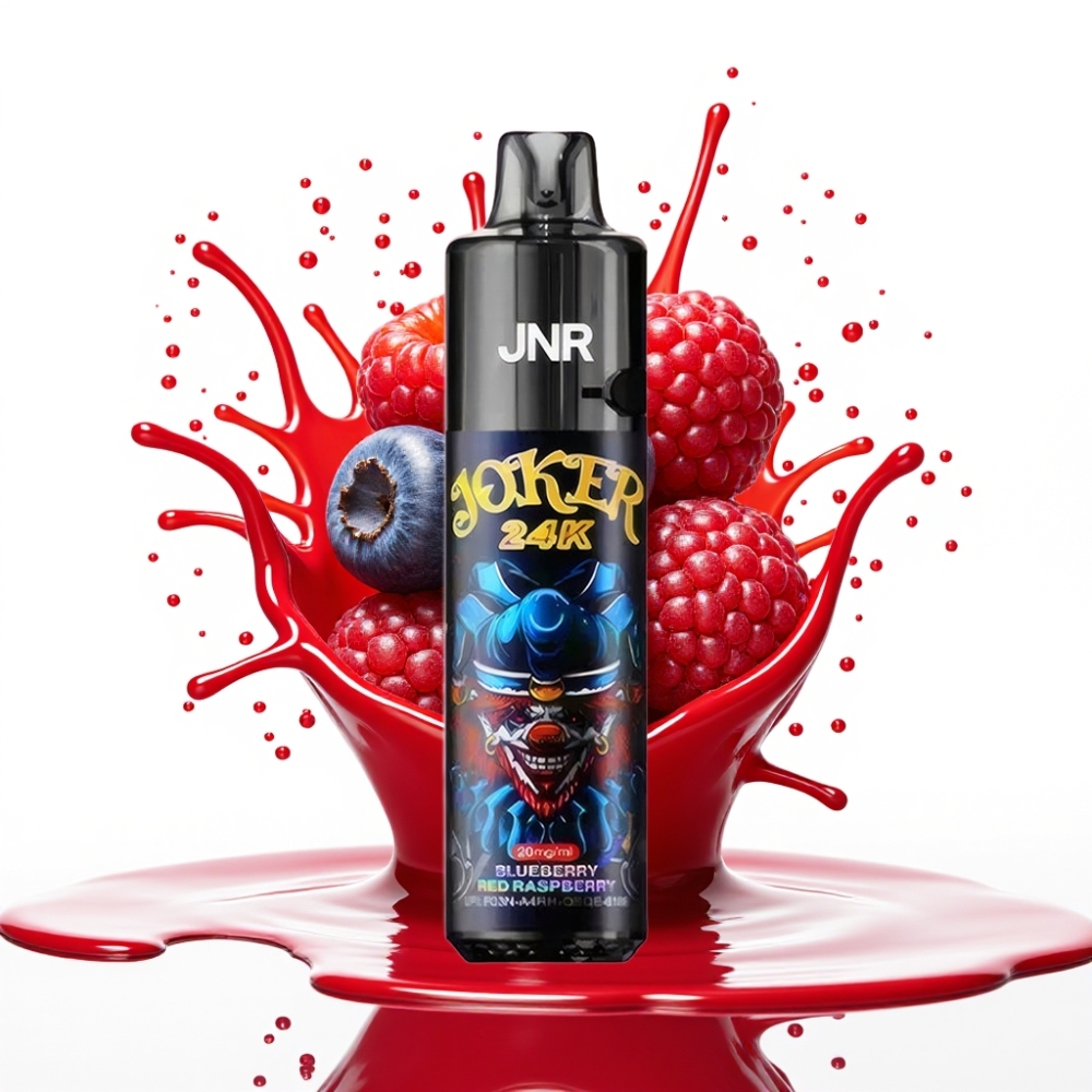 JNR Joker 24K Puffs Disposable Vape Zilā Mellenes & Sarkana Aveņu Garša, 2+10ml Pārlejams Pods, 800mAh, Type-C Uzlāde