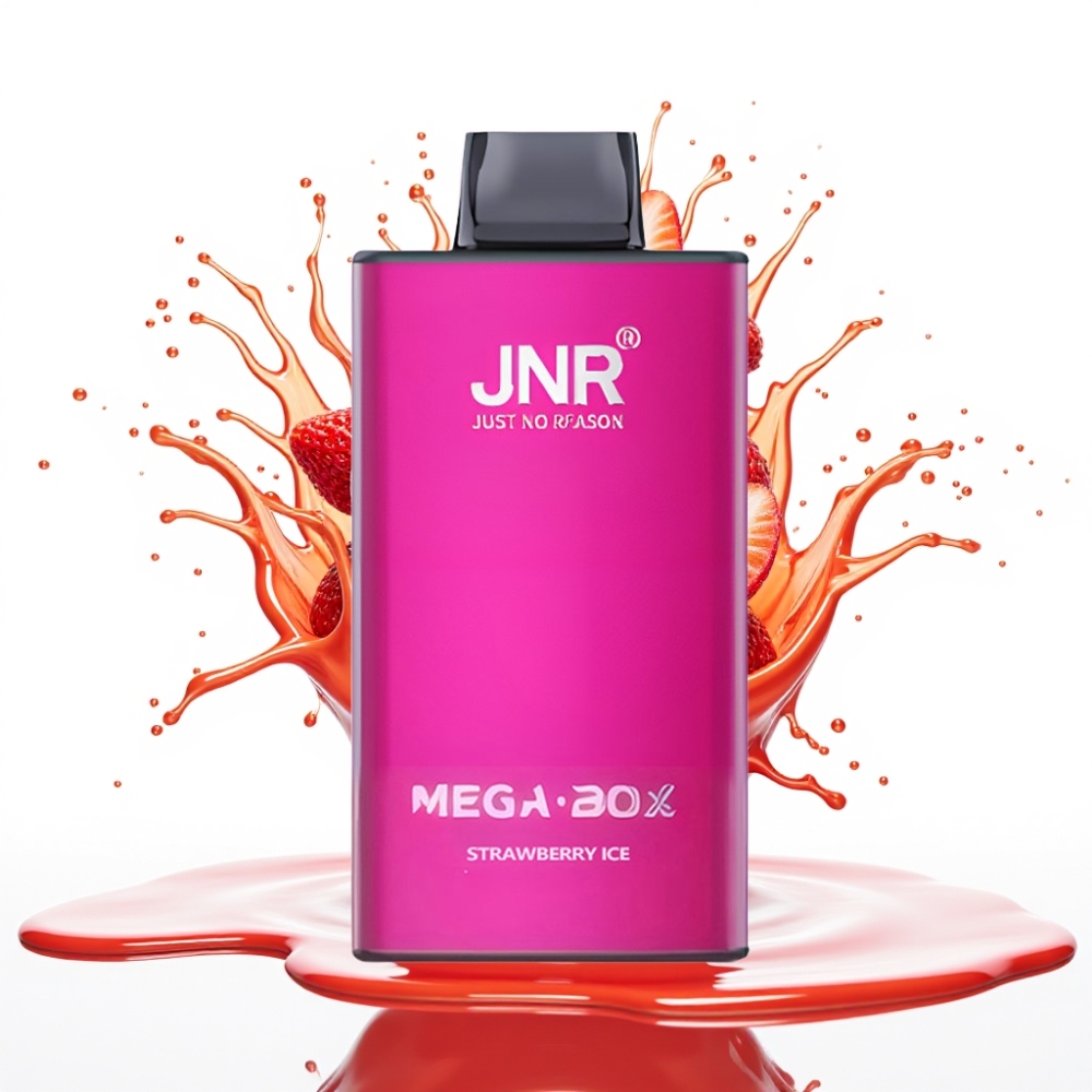 JNR Mega Box 25000 Puffs Disposable Vape Zemeņu Ledus – 25000 piepūšas, 30ml e-smēķe, 850mAh, Type-C