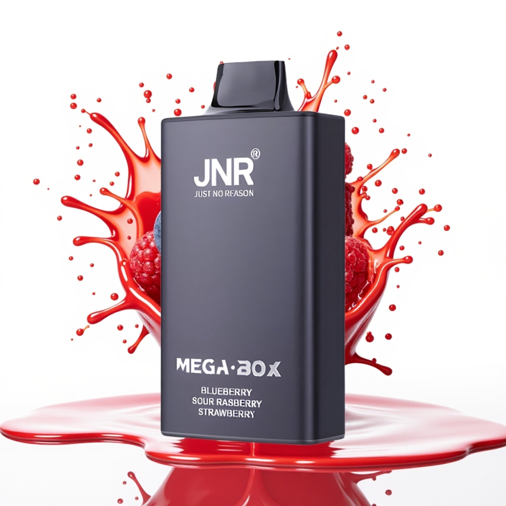 JNR Mega Box 25000 Puffs Disposable Vape Zilā Aveņu Skābā Avenēnu Zemenes, 30ml, 850mAh, Type-C