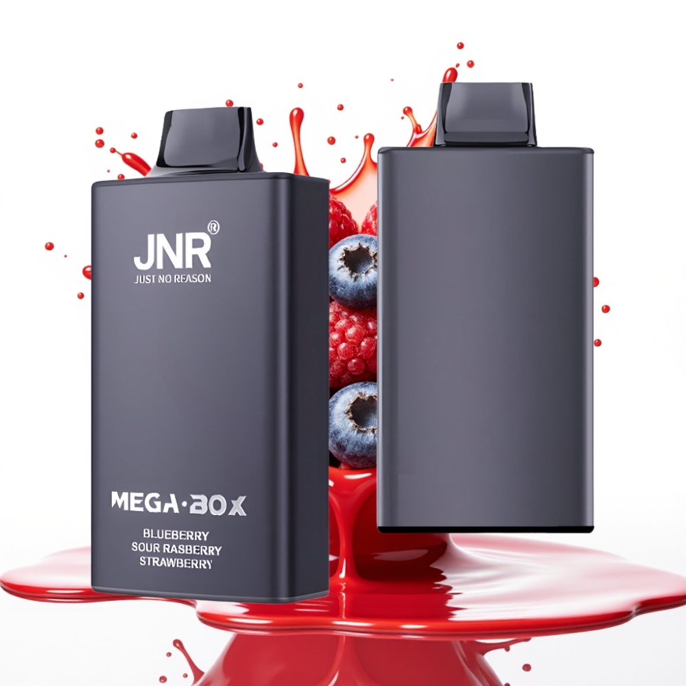 JNR Mega Box 25000 Puffs Disposable Vape Zilā Aveņu Skābā Avenēnu Zemenes, 30ml, 850mAh, Type-C