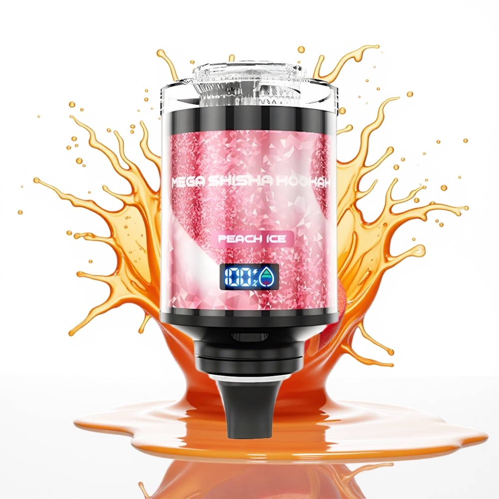 JNR Mega Shisha Hookah 100K Galda Saderība Persiku Ledus, 100 000 puffs, 60ml, 2200mAh, Type-C