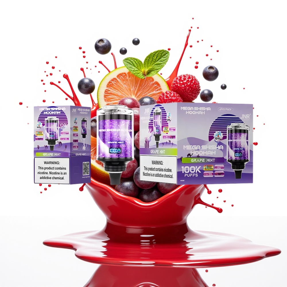 JNR Mega Shisha Hookah 100K Galda Saderība Vīnogu Mētra 60ml eŠķidrums 2200mAh Battery Type-C