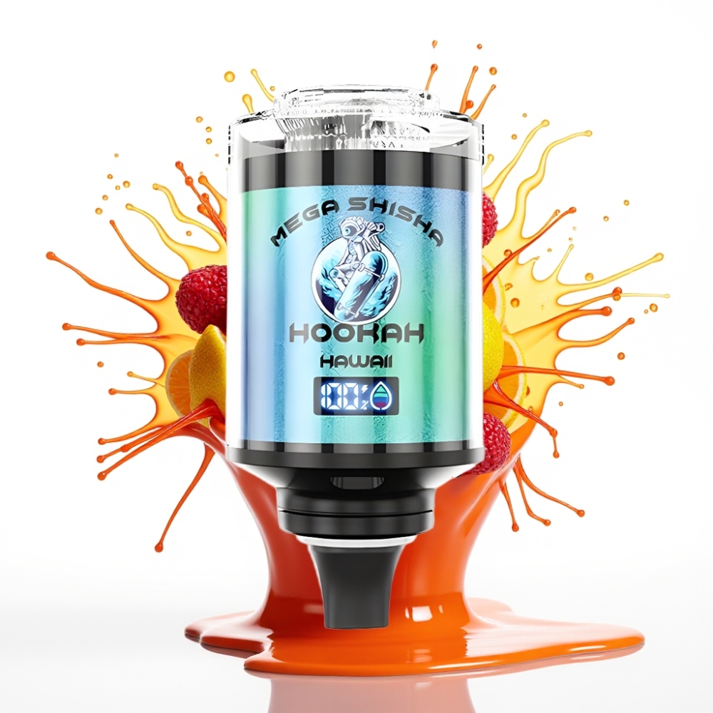 JNR Mega Shisha Hookah 100K Galda Saderība ar 100 000 izmeklējumiem, 60ml e-Liquid, 2200mAh Battery, Type-C, Hawaii