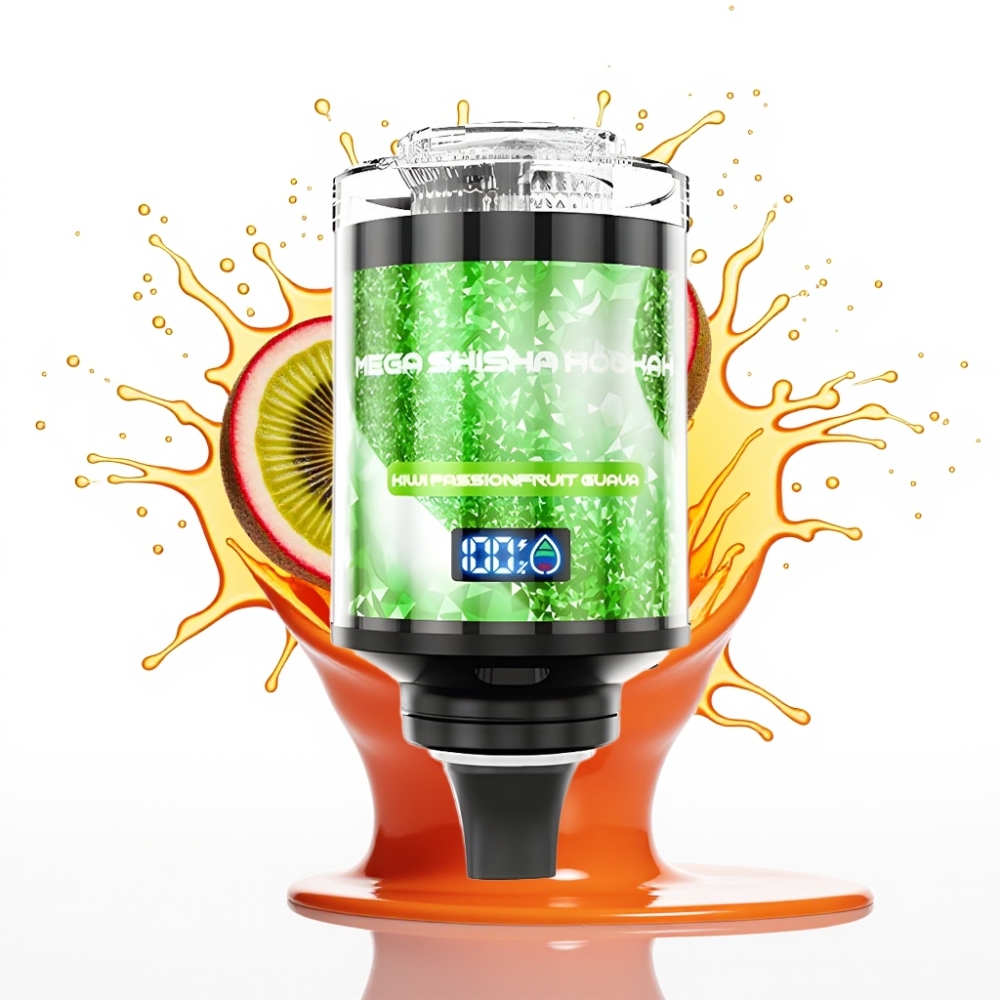 JNR Mega Shisha Hookah 100K Galda Saderība ar 2200mAh Akumulatoru, Tipa-C Uzlādi un 60ml e-Sķidruma Ietilpību – Kiwi Pasifloras Guava