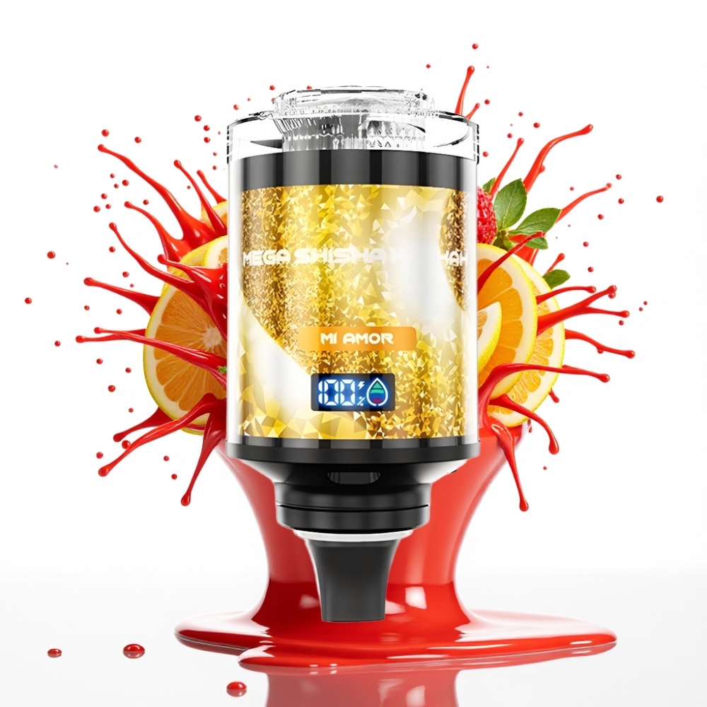 JNR Mega Shisha Hookah Desktop Compatibility 100K, 60ml, 2200mAh, Type-C, Gaismas Indikators, Mi Amor