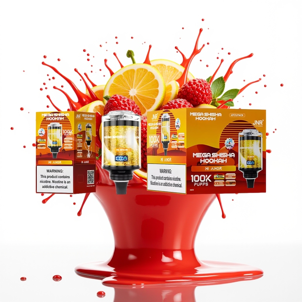 JNR Mega Shisha Hookah Desktop Compatibility 100K, 60ml, 2200mAh, Type-C, Gaismas Indikators, Mi Amor