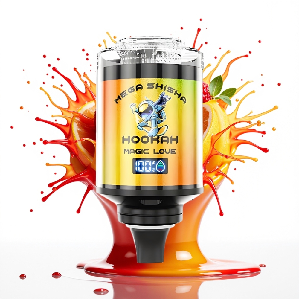 JNR Mega Shisha Hookah Desktop Compatibility – 100 000 piepildījumi, 60ml e-sķidruma ietilpība, 2200mAh baterija, Type-C ātrā uzlāde, Magic Love