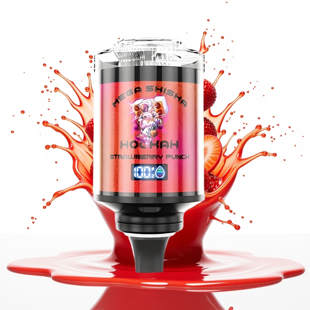 JNR Mega Shisha Hookah Desktop Kompatibilā 100K Zemeņu Punciņš, 100000 puffs, 60ml, 2200mAh, Type-C