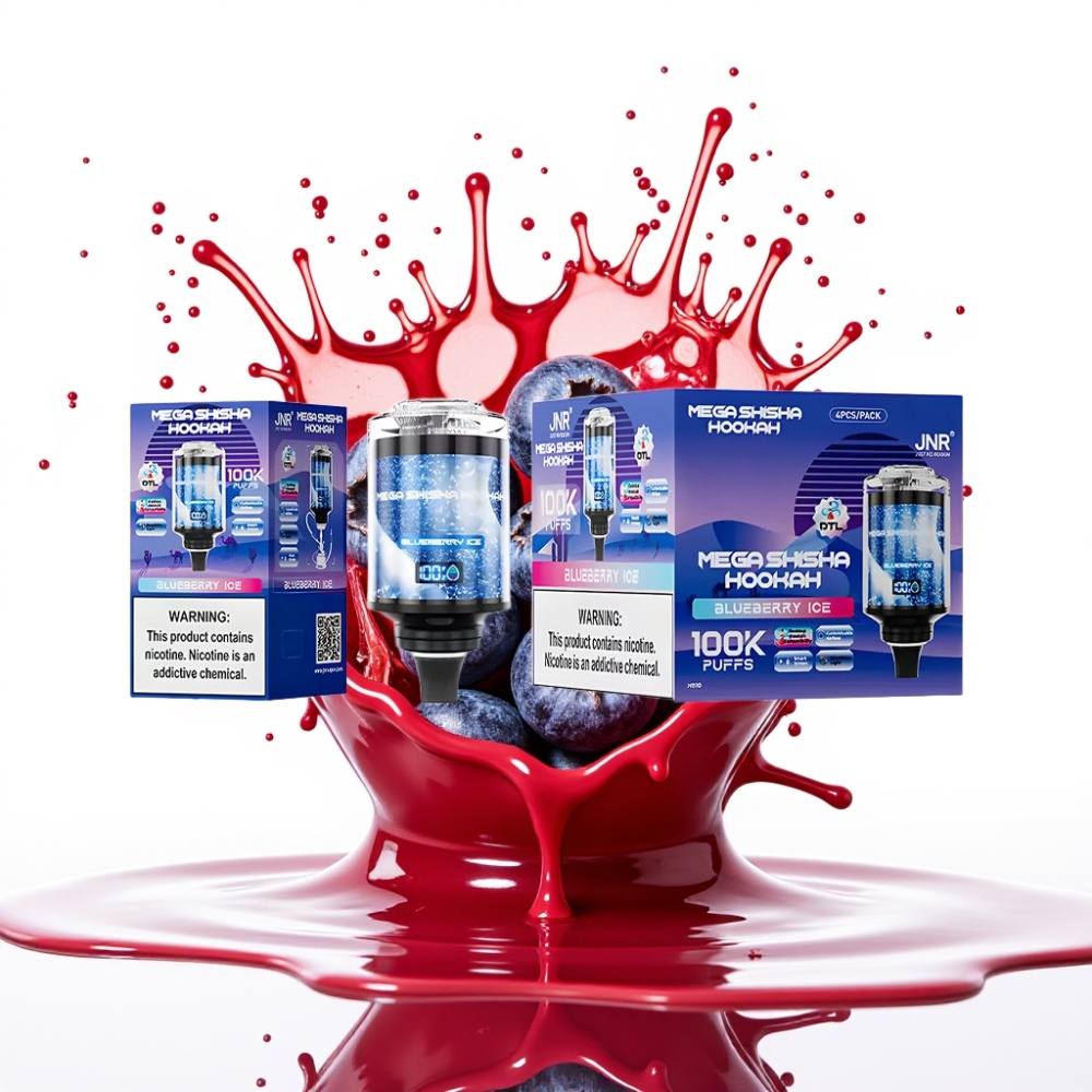 JNR Mega Shisha Hookah Desktop Kompatibilitāte 100K, 60ml, 2200mAh, Type-C, Zilā Gaisma