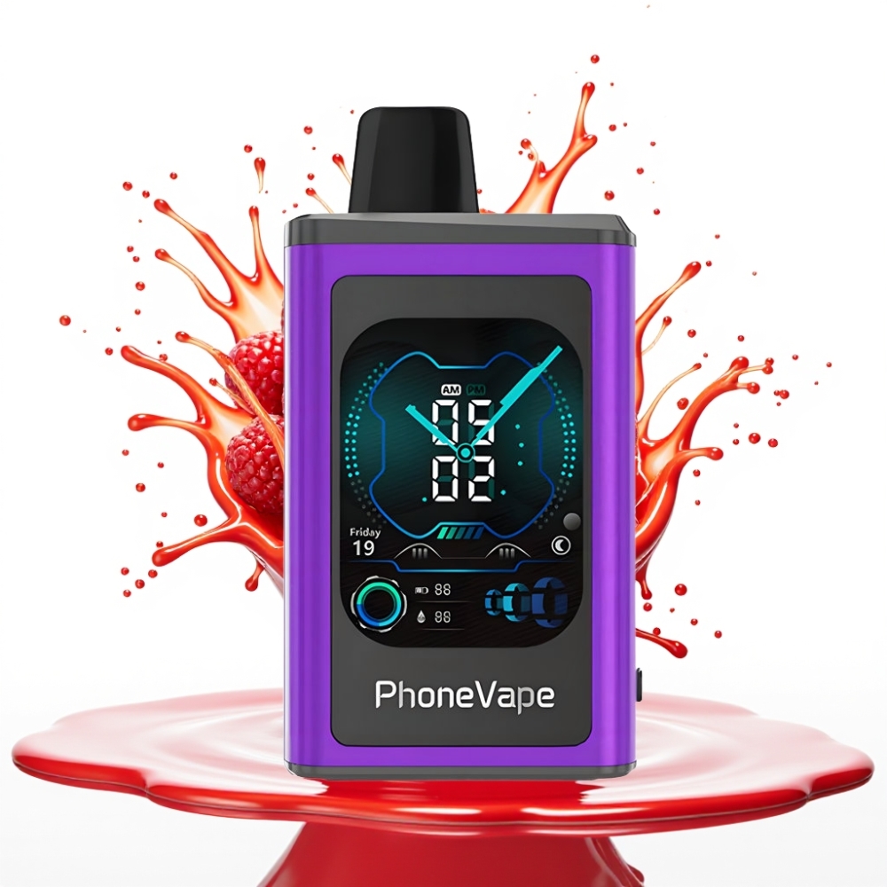 JNR PhoneVape 30000 puffs Disposable Vape – 850mAh Type-C Uzlādējams, Turbo Režīms, Pieslēguma Kontrole, Kiršu Zemeņu Aveņu Garša