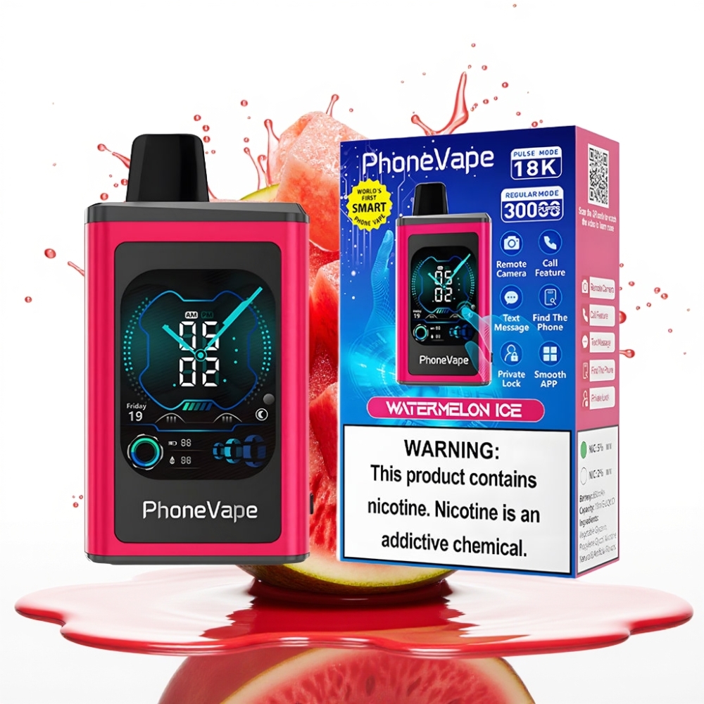 JNR PhoneVape 30000 puffs Disposable Vape Arbūza Ledus, 850mAh, Type-C Uzlāde, Turbo Režīms, Displeja Ekrāns