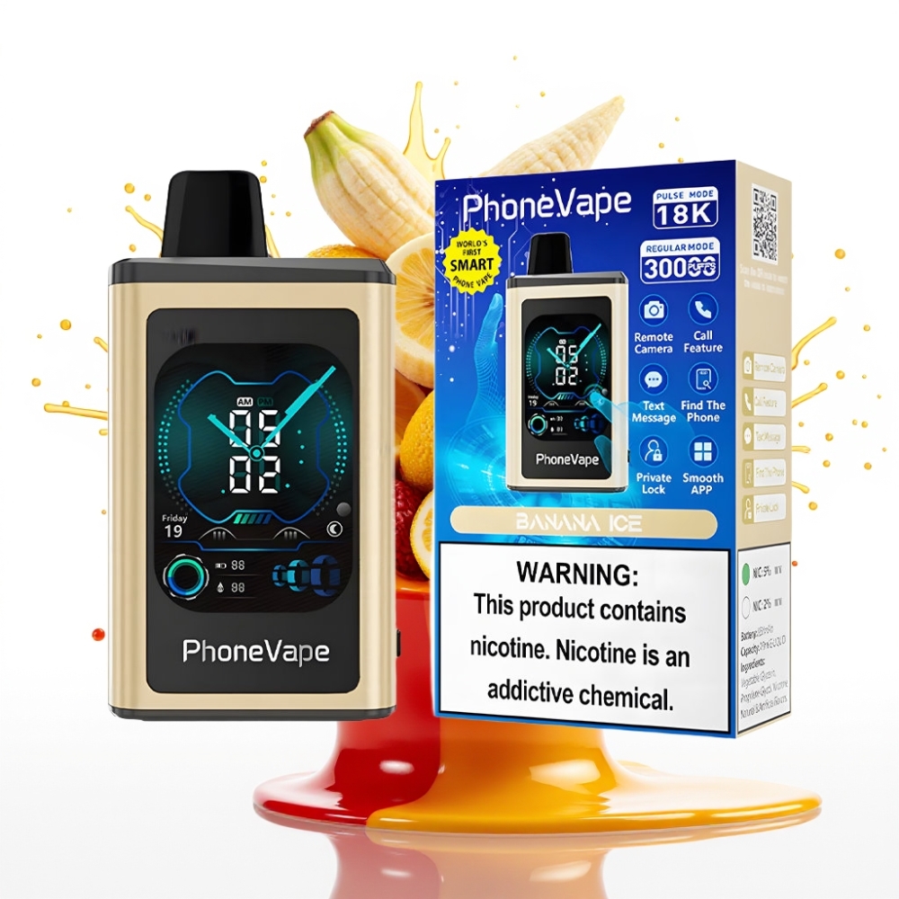 JNR PhoneVape 30000 puffs Disposable Vape Banānu Ledus, 850mAh, Turbo Režīms, Pilns Displeja Ekrāns