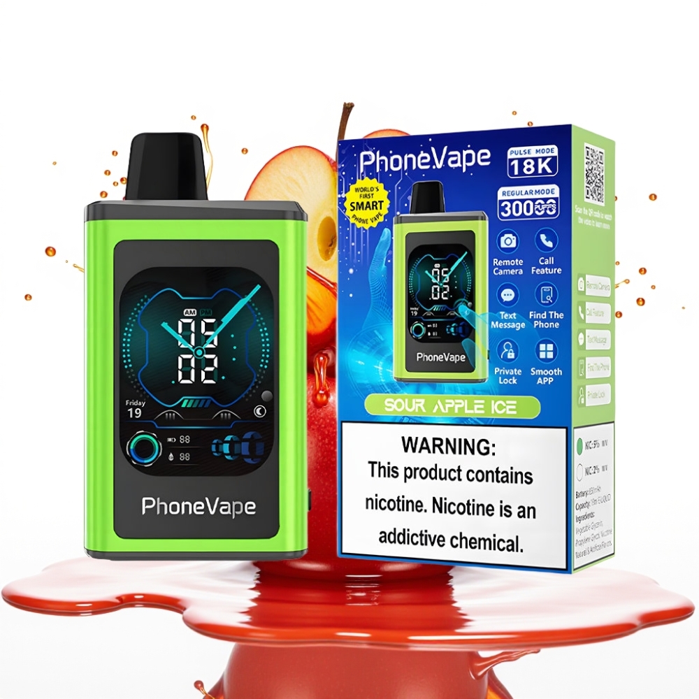 JNR PhoneVape 30000 puffs Disposable Vape Skābo ābolu ledus, 850mAh, Type-C, Turbo Režīms, Pilns ekrāns