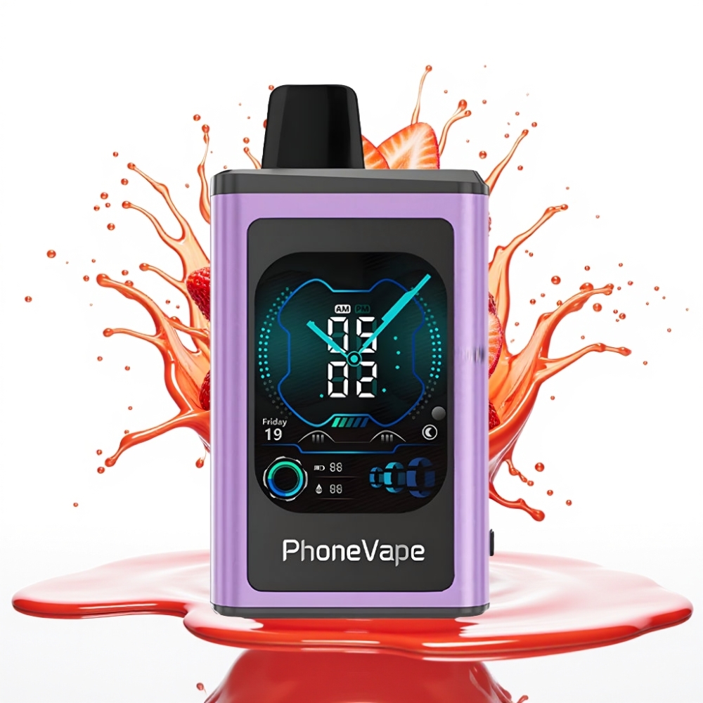 JNR PhoneVape 30000 puffs Disposable Vape Zemeņu Ledus, 850mAh, Type-C Uzlāde, Turbo Režīms, Pilns Ekrāns