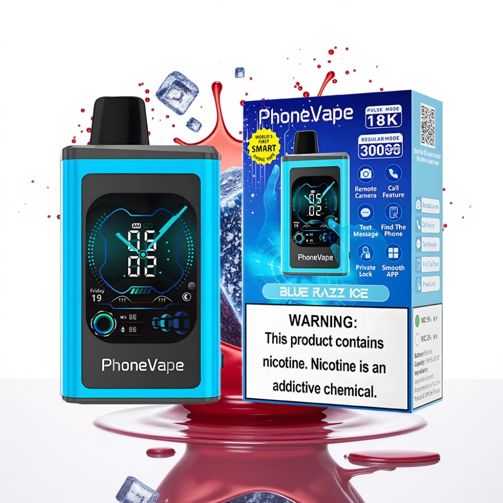 JNR PhoneVape 30000 puffs Disposable Vape Zilā Aveņu Ledus, 850mAh, Type-C Uzlādējams, Turbo Režīms, Displeja Ekrāns