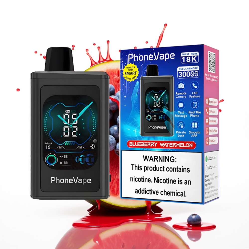 JNR PhoneVape 30000 puffs Disposable Vape – Zilene Arbūze, 850mAh, Type-C Uzlāde, Turbo Režīms, Pilns Displejs