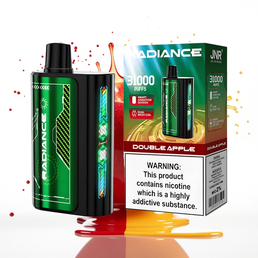 JNR Radiance 31000 Iedarbības Disposable Vape – DUBULTĀ ĀBOLS, 28ml E-šķidrums, 950 mAh Akumulators, Type-C Uzlāde
