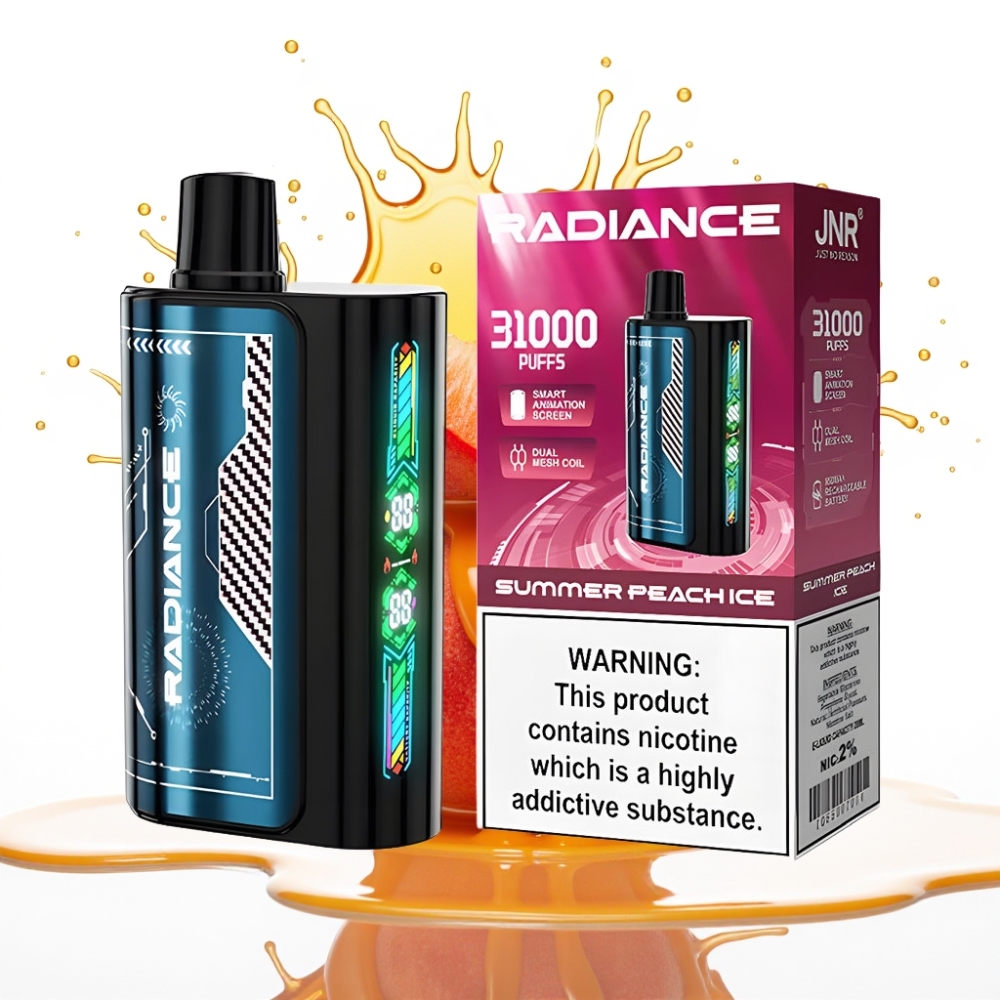 JNR Radiance 31000 Iekšējās Puffes Disposable Vape VASARAS PERSIKU LEDUS 28ml E-liquid, 950 mAh Baterija, Type-C Uzlāde