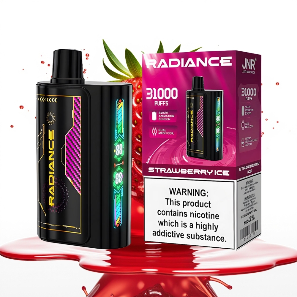 JNR Radiance 31000 Iesaišamais Veips – Zemeņu Ledus, 28ml E-šķidrums, 950 mAh Akumulators, Type-C Uzlāde