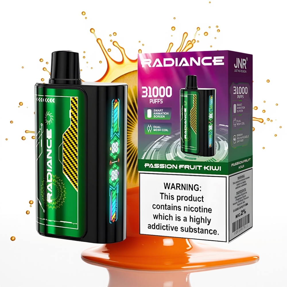 JNR Radiance 31000 Pūfu Disposable Vape – Marakujas Kivi, 28ml E-šķidrums, 950 mAh Akumulators, Type-C Uzlāde