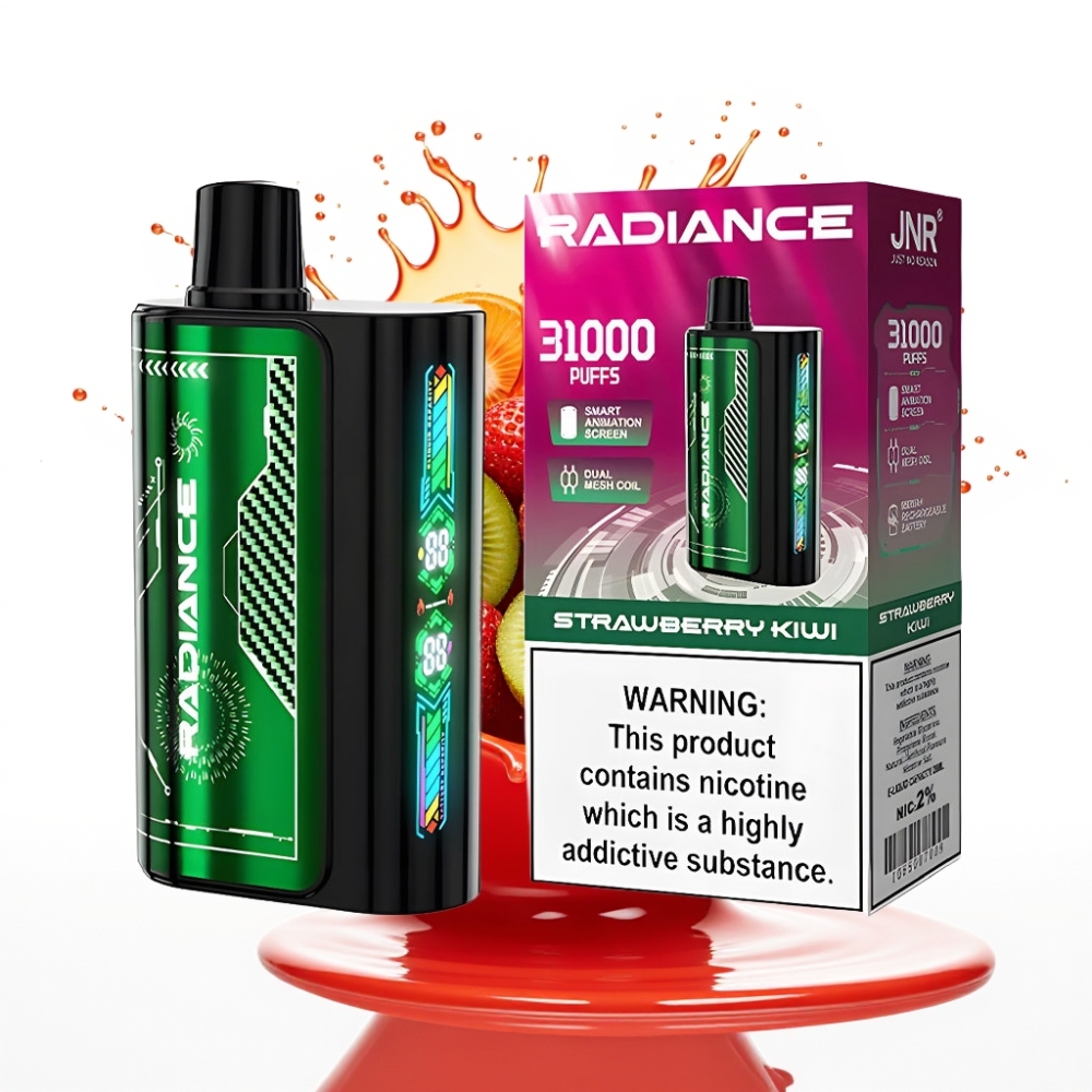 JNR Radiance 31000 Pūfu Disposable Vape ZEMENEĻU KIWI – 28ml E-šķidrums, 950 mAh Akumulators, Type-C Uzlāde