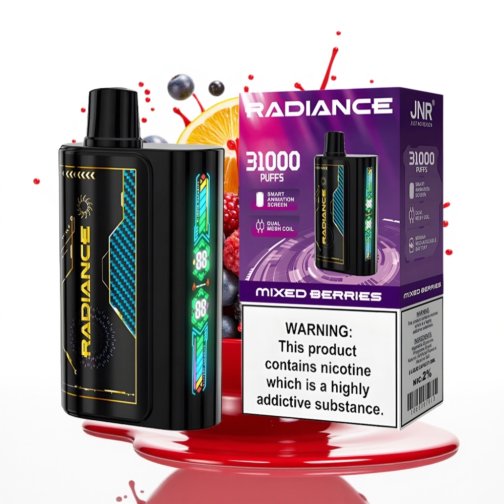 JNR Radiance 31000 Pūšu Disposable Vape – JAUKTĀS OGAS, 28ml e-šķidrums, 950 mAh baterija, Type-C uzlāde