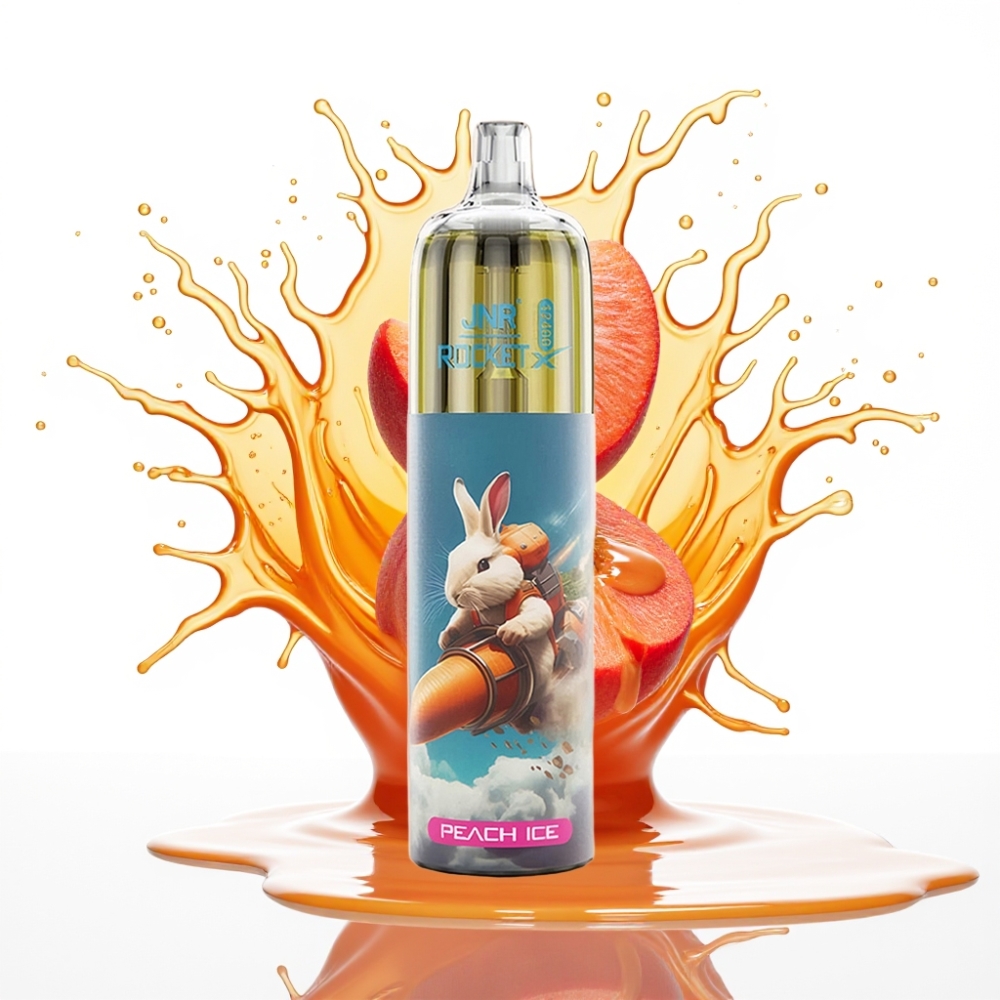 JNR Rocket-X 12400 Puffs Disposable Vape Persiku Ledus — 25ml e-Likvīds, 850mAh Akumulators, Type-C Uzlāde, 1.2ohm Mesh Spole