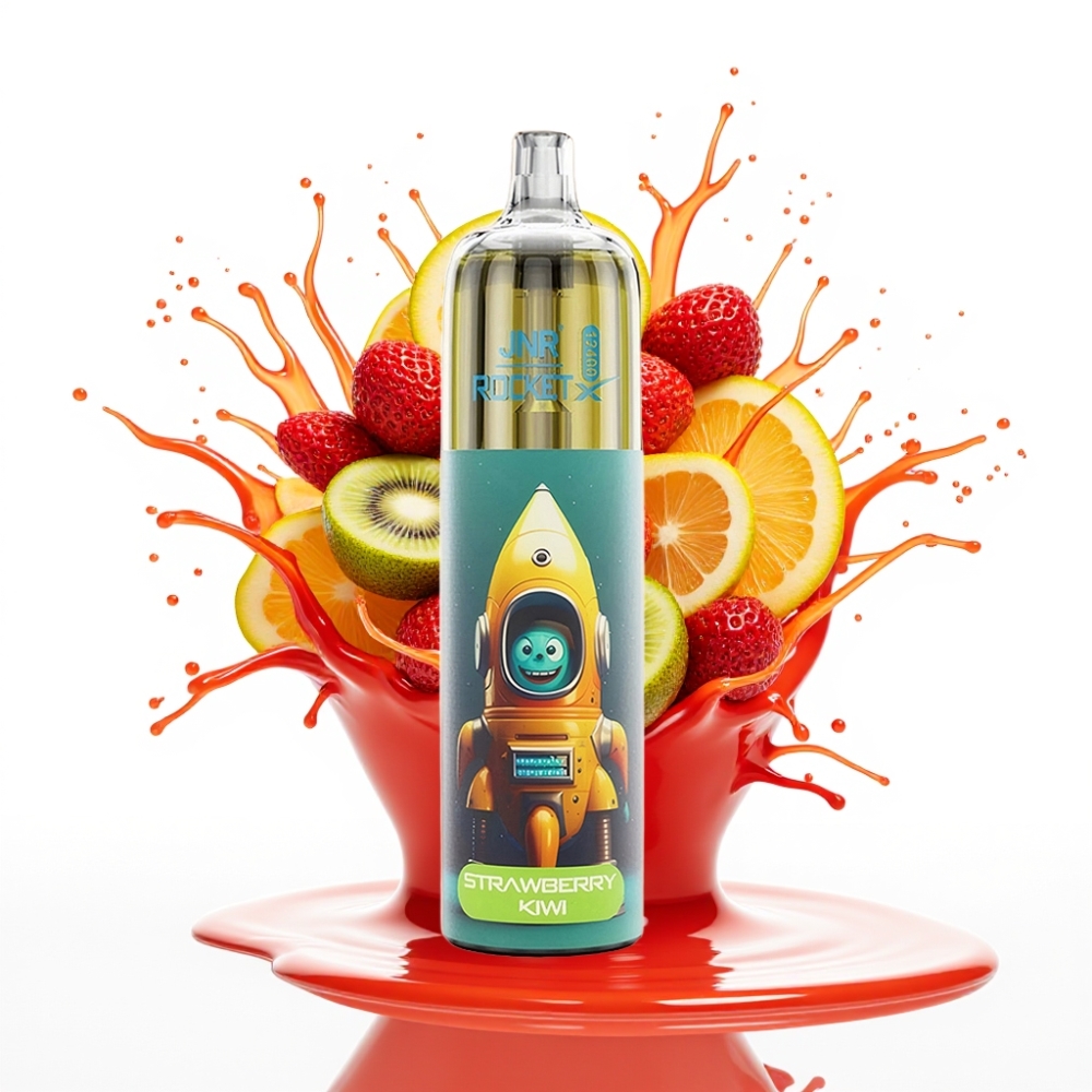 JNR Rocket-X 12400 Puffs Disposable Vape Zemeņu-Kivi, 25ml e-Liquid, 850mAh Battery, Type-C Quick Charge