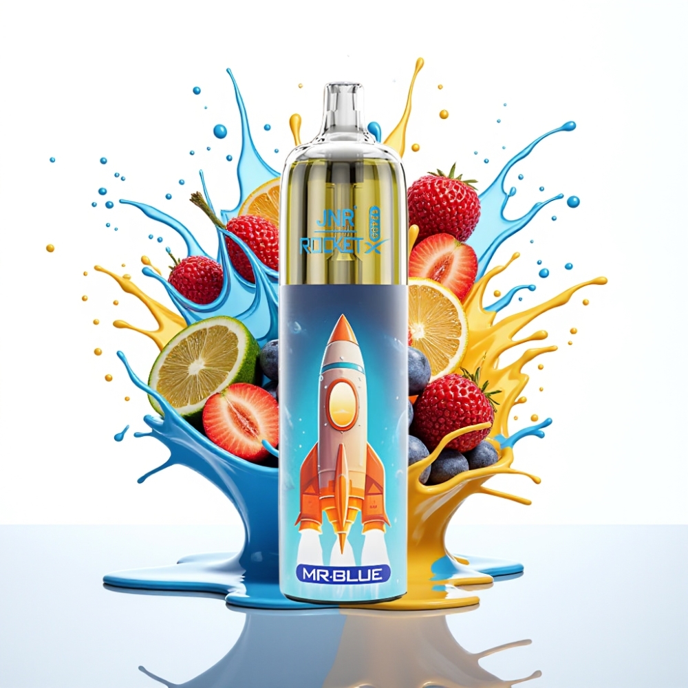 JNR Rocket-X 12400 Puffs Disposable Vape Zilais Kungs ar regulējamu gaisa plūsmu, RGB gaismu un 1.2ohm sieta spirāli