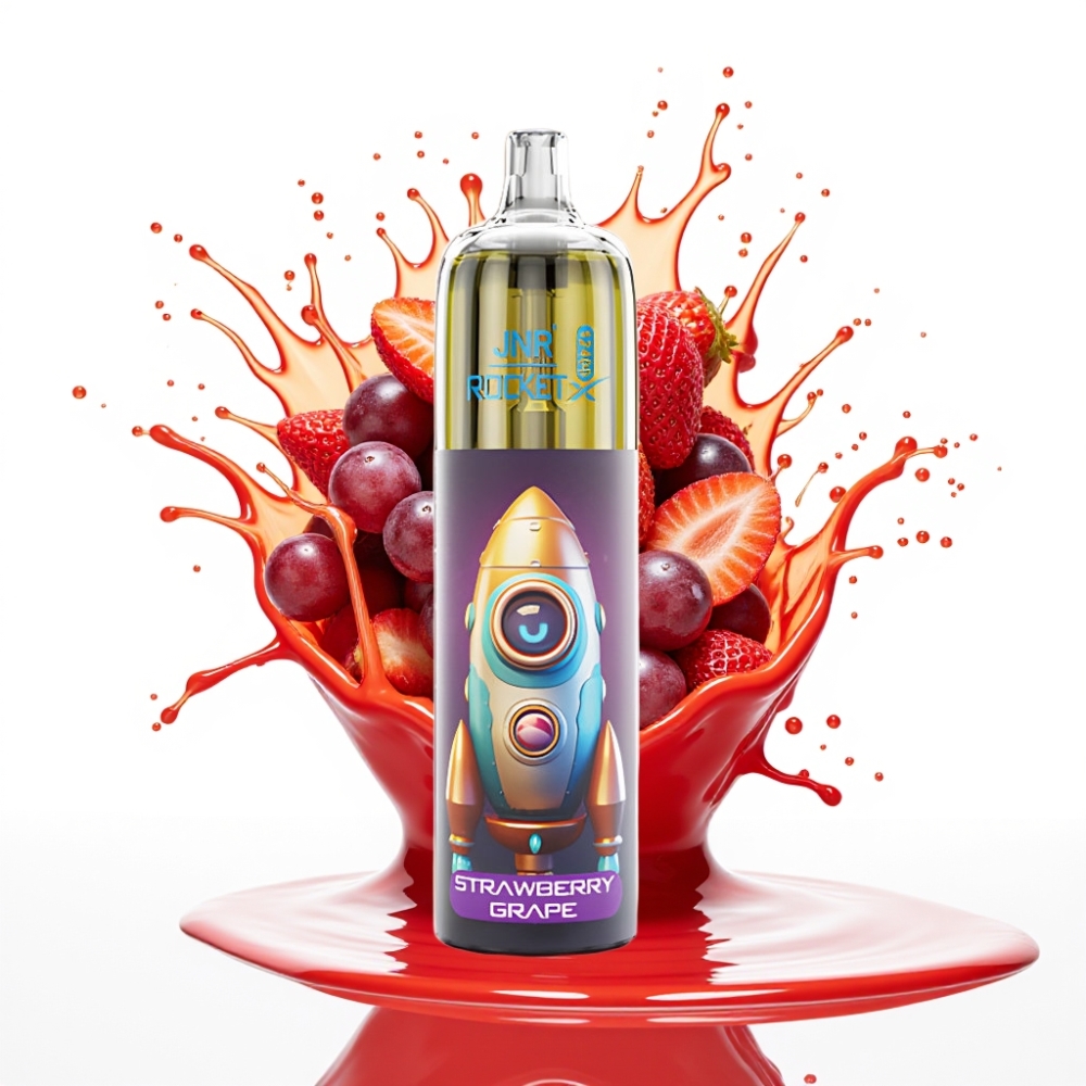 JNR Rocket-X 12400 Puffs Izmetamais Veips ar Gaisa Plūsmas Regulēšanu, RGB Gaismām, 850mAh Bateriju – Zemeņu Vīnogu Garša