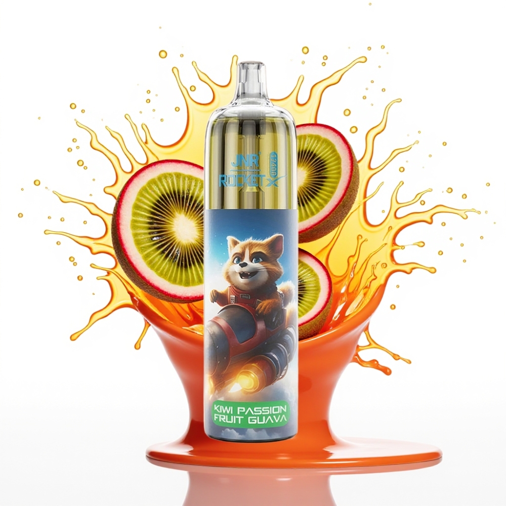 JNR Rocket-X 12400 Puffs Izmetamais Veyps ar regulējamu gaisa plūsmu, RGB gaismu, 25ml e-Liquid un Type-C ātrās uzlādes iespēju - Kiwi, Pašizsūkā augļi, Guava