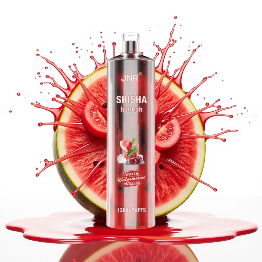JNR Shisha Hookah 12000 Puffs Disposable Vape Kiršu Arbūza Ledusskapja Garša – 24ml, 750mAh, Type-C