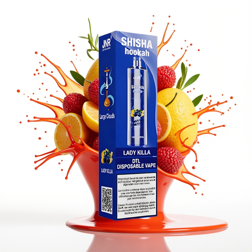 JNR Shisha Hookah 12000 Puffs Disposable Vape Lady Killa, 24ml, 0.6Ω, Type-C