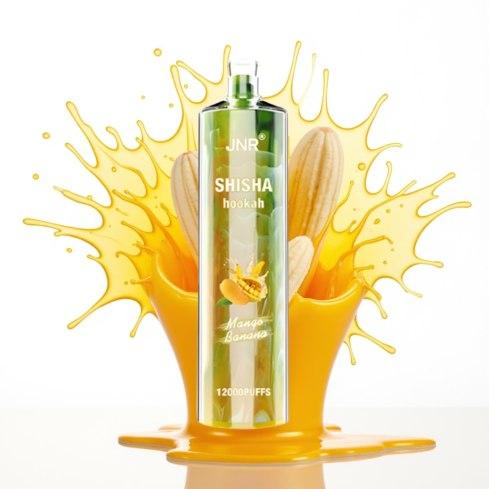 JNR Shisha Hookah 12000 Puffs Disposable Vape Mango Banāns (12000 Puffs, 750mAh, 24ml)
