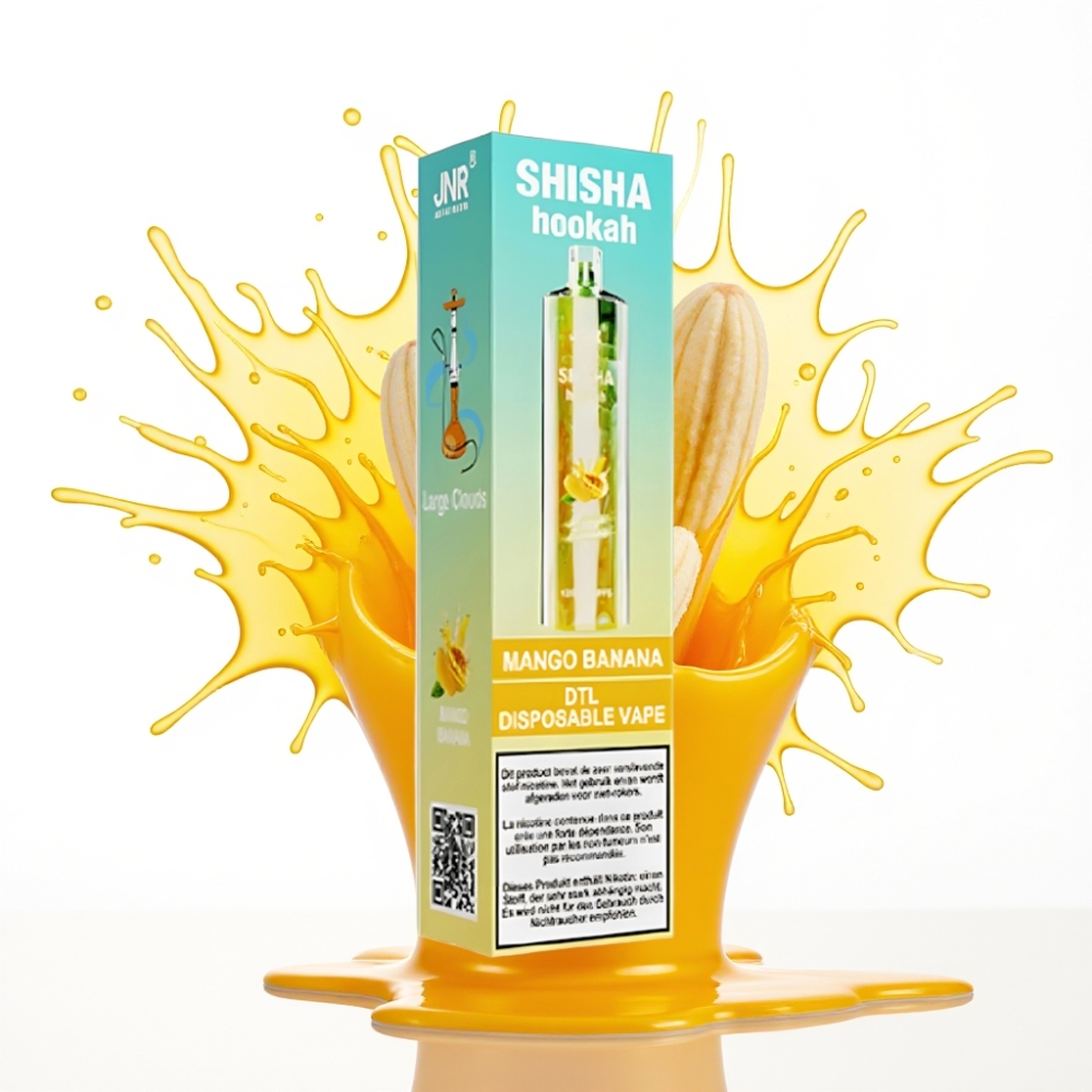 JNR Shisha Hookah 12000 Puffs Disposable Vape Mango Banāns (12000 Puffs, 750mAh, 24ml)