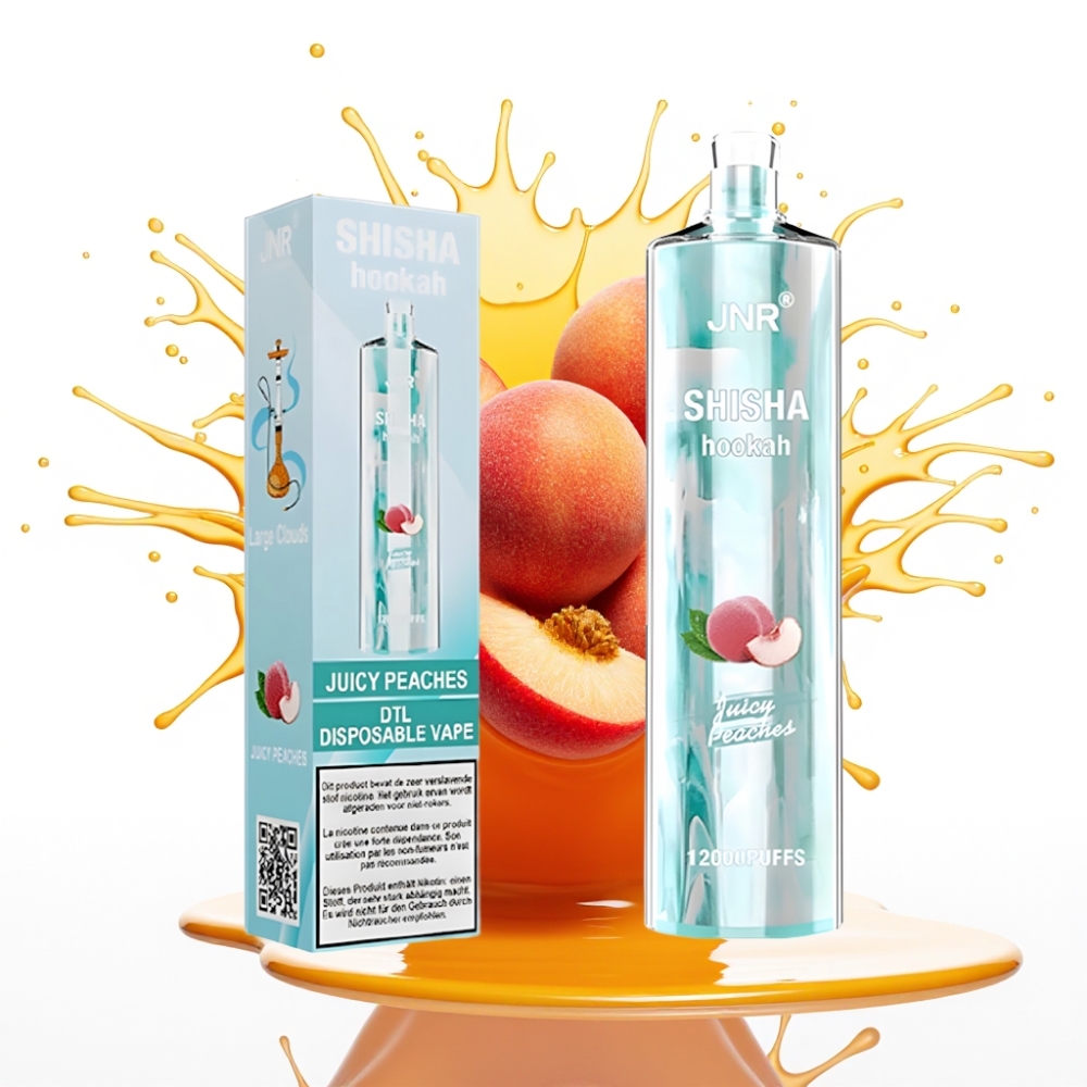 JNR Shisha Hookah 12000 Puffs Disposable Vape Sulas Persiki, 24ml, 750mAh, 0.6Ω